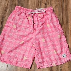 Spicy Tuna Men's Pink Turtle Print Swim Trunks Small